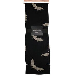 NWT Magaschoni Black Throw Blanket with Metallic Gold Bats, 50x70 inches Gothic